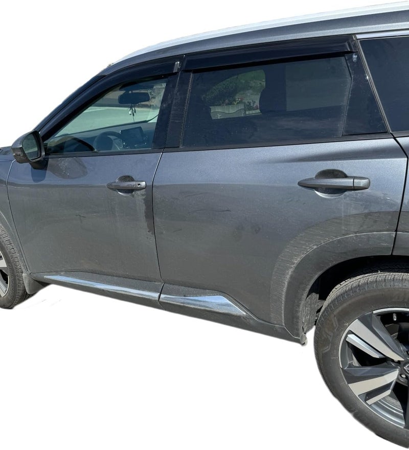 Optimal Co 2021-2026 Tape-On Rain Guards for Nissan Rogue Side Window Visor Deflectors S SV SL Platinum Tinted Vent Shade Protectors 2022 2023 2024 2025 - Image 2